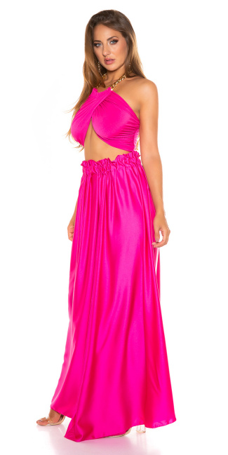 Satin-Look Maxi Skirt Pink